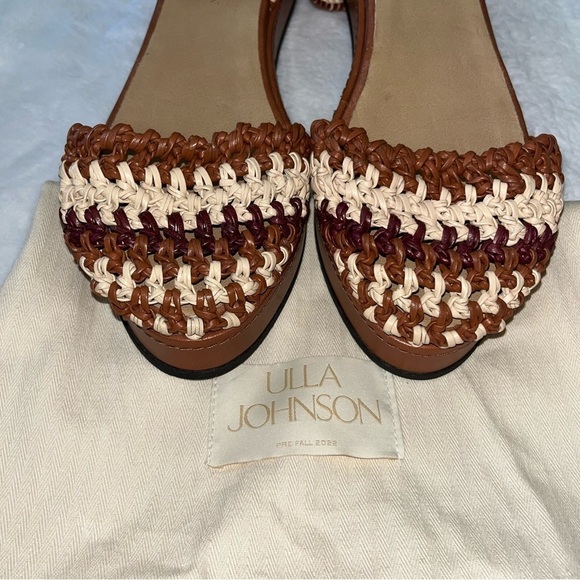ULLA JOHNSON Polonio sandal tan brown 7 espadrille Fawn boho woven flat strap - Picture 7 of 10